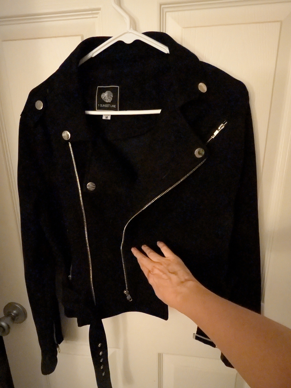 Black Moto Jacket Microsuede - Women's